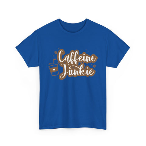 Caffeine Junkie Unisex Heavy Cotton Tee, Coffee Lover Shirt, Gift for Baristas, Comfortable Casual Wear, Daily Essentials