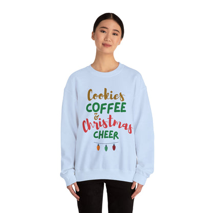 Christmas Cheer Sweatshirt, Cozy Holiday Apparel, Unisex Crewneck, Perfect for Christmas and Winter Gatherings, Gift for Coffee Lovers