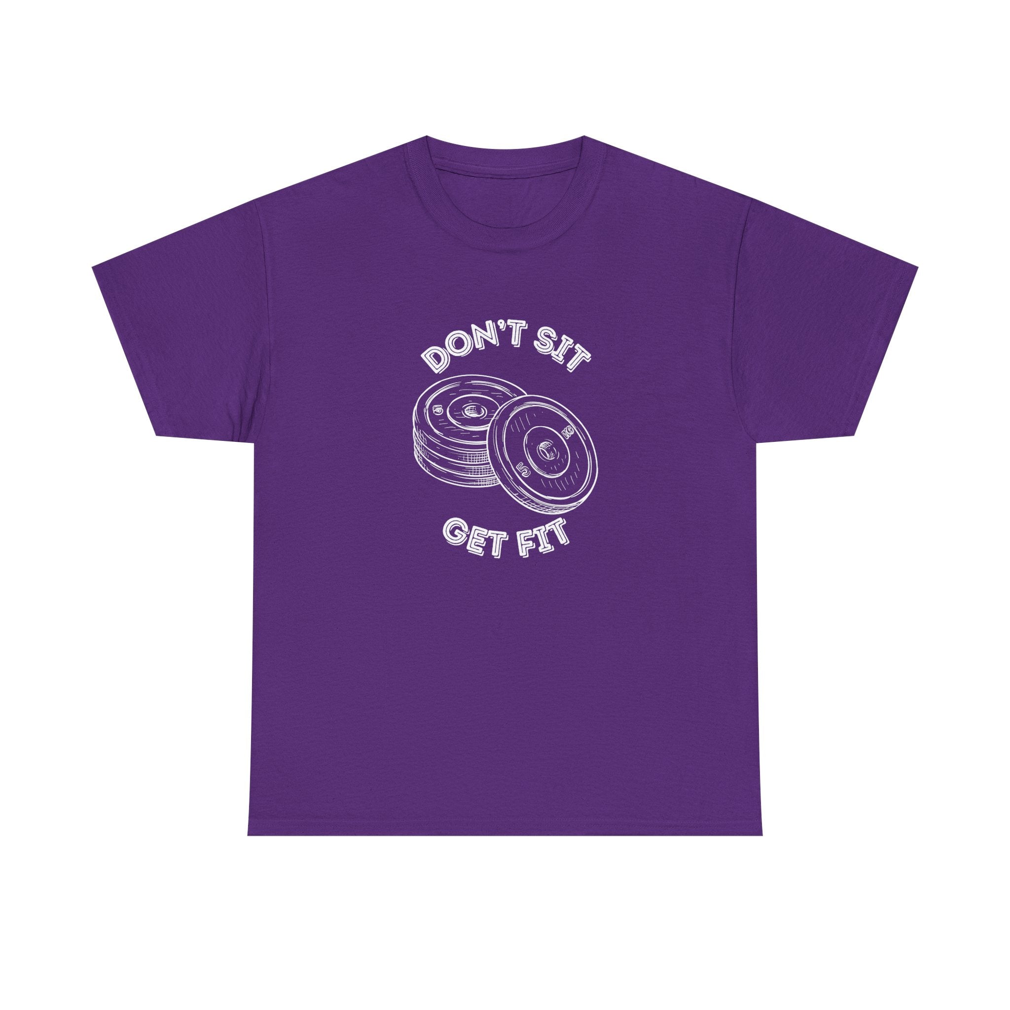 Motivational Fitness Tee - Don't Sit Get Fit, Gym Shirt, Workout Apparel, Fitness Gift, Activewear