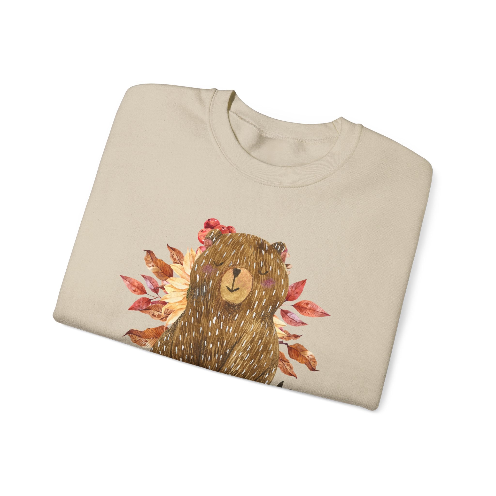 Cozy Bear Sweatshirt for Autumn, Unisex Crewneck with Fall Vibes, Ideal for Thanksgiving, Casual Wear