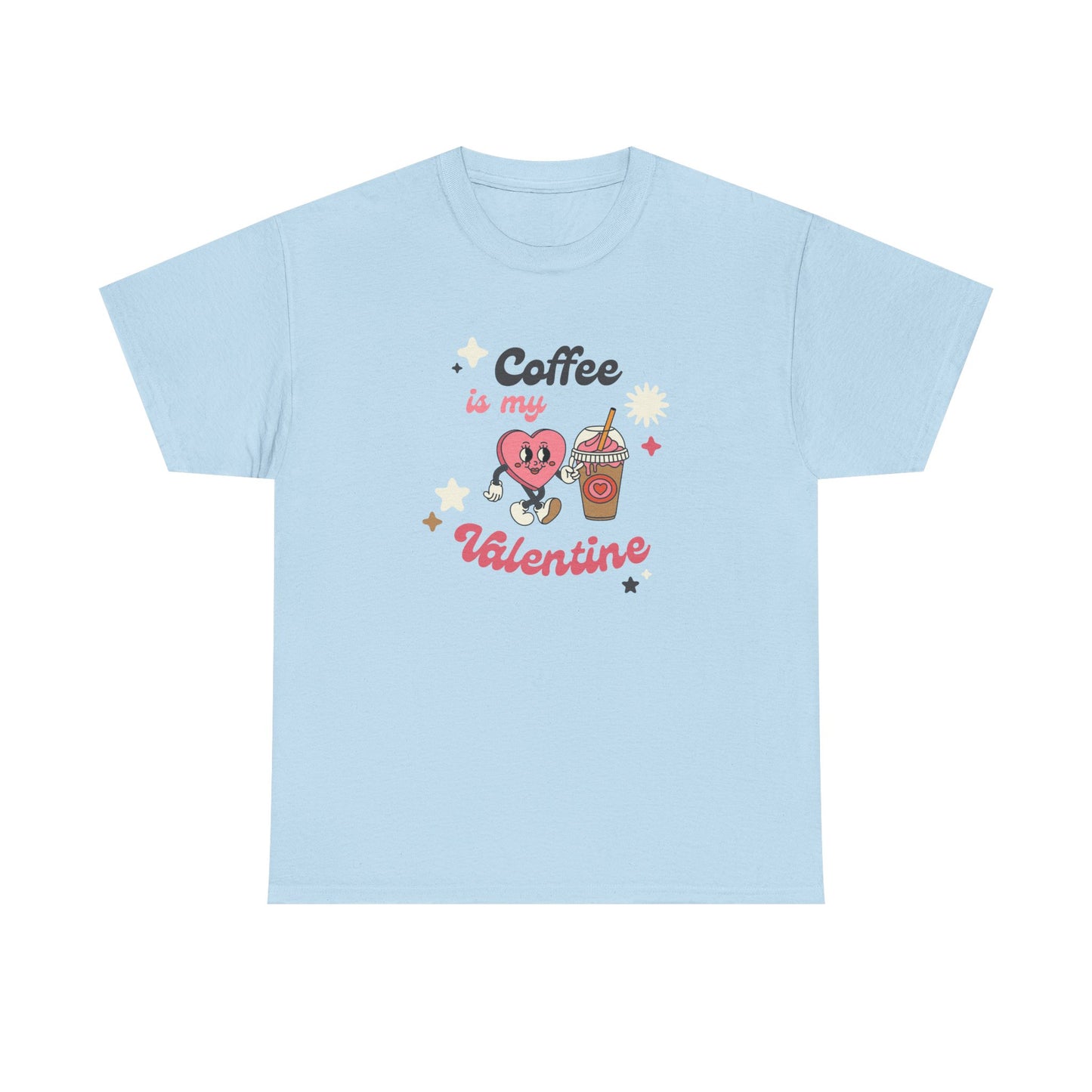 Coffee is My Valentine Unisex Heavy Cotton Tee, Cute Coffee Lover's Shirt, Valentine's Day Gift, Casual Lounge Wear, Fun T-Shirt