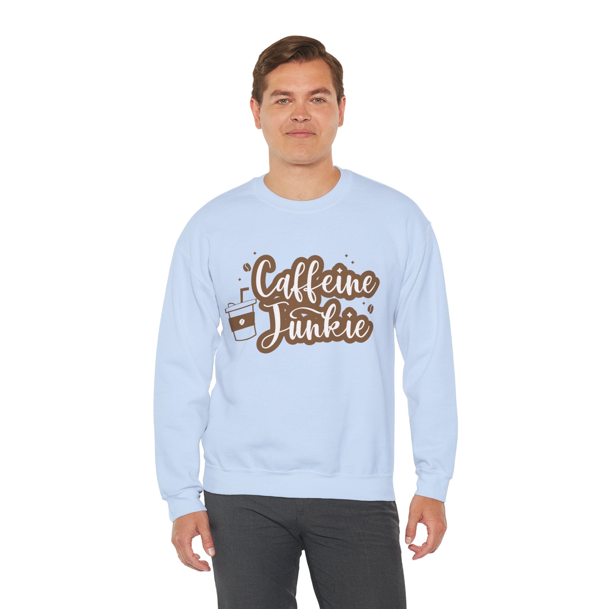 Caffeine Junkie Crewneck Sweatshirt | Cozy Gift for Coffee Lovers, Perfect for Fall, Everyday Wear, Casual Style, Gift for Her