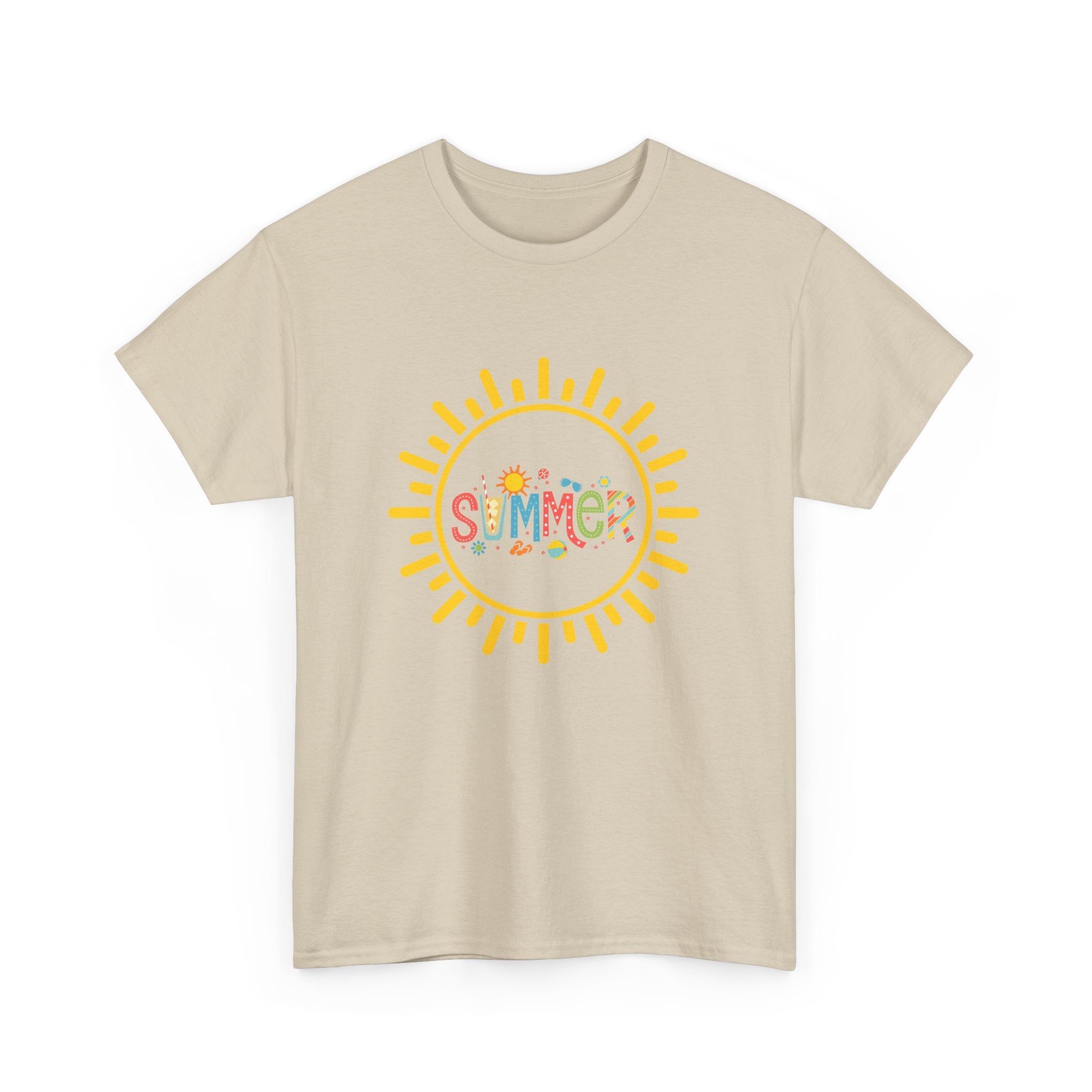 Summer Vibes Unisex Heavy Cotton Tee, Casual Summer Shirt, Retro Sunshine Tee