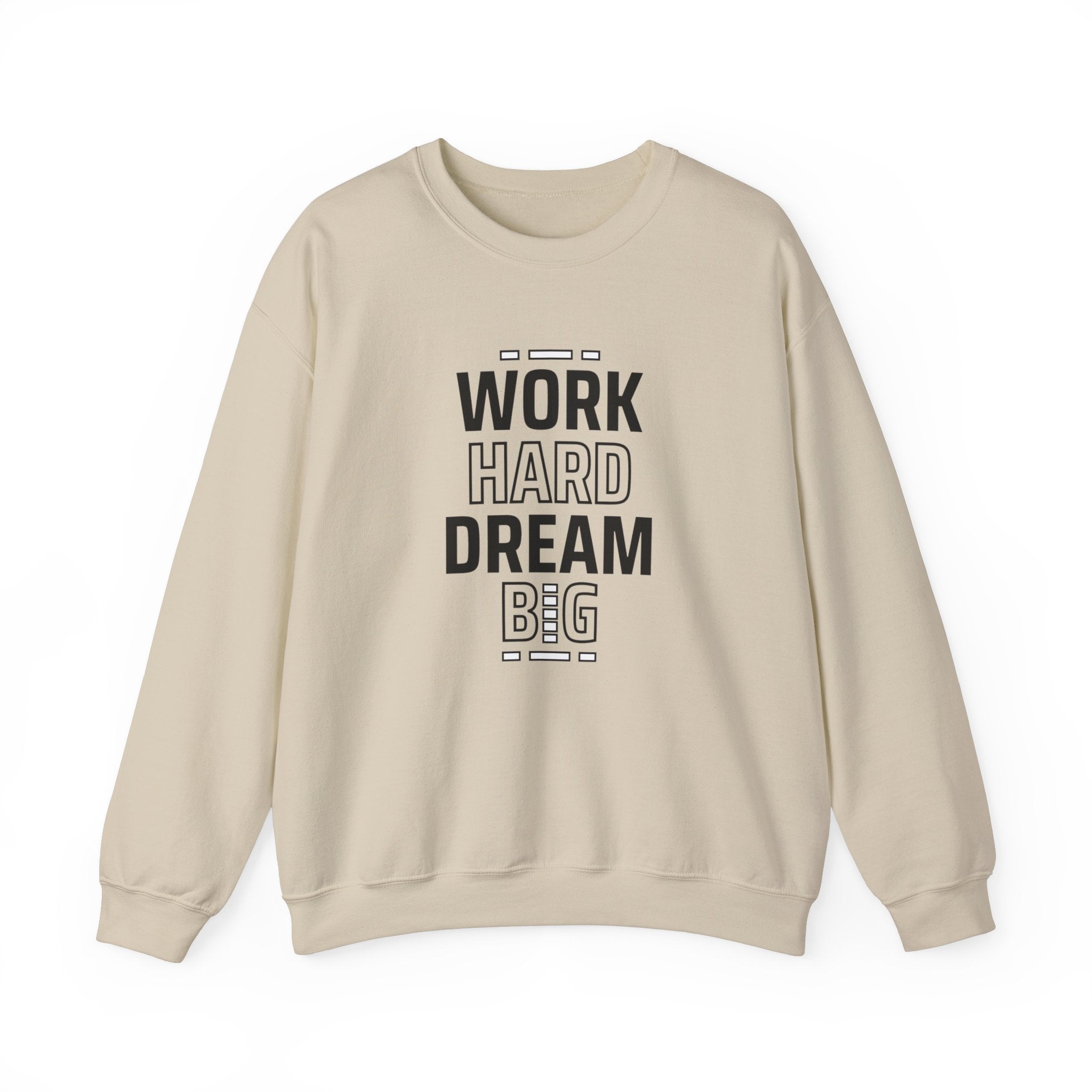 Motivational Crewneck Sweatshirt - Work Hard Dream Big - Gift for Students, Athletes - Cozy Casual Wear, Everyday Inspirational Jumper,