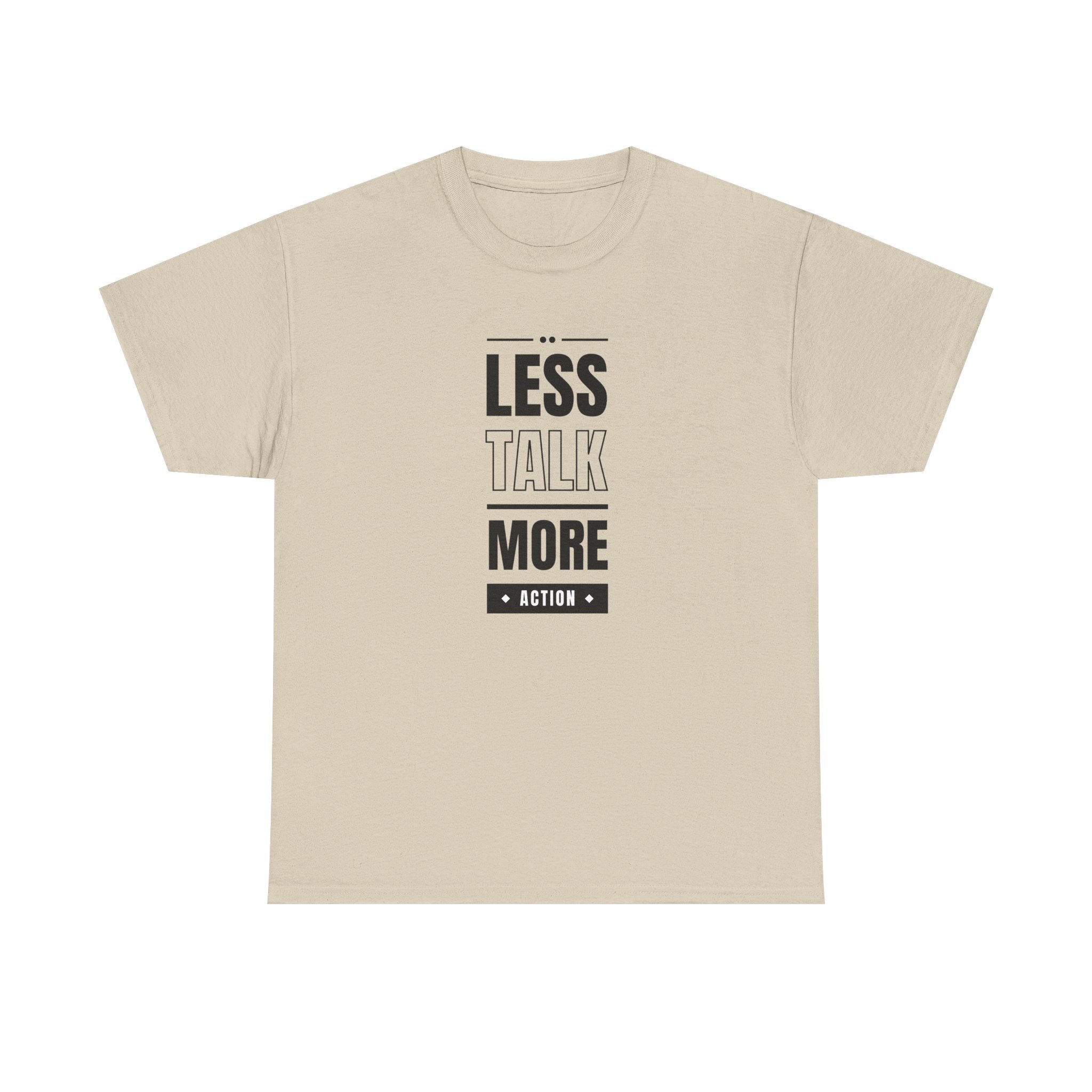Motivational Unisex Heavy Cotton Tee | Less Talk More Action T-Shirt | Casual Wear, Gift for Him, Gift for Her, Fitness Enthusiast,