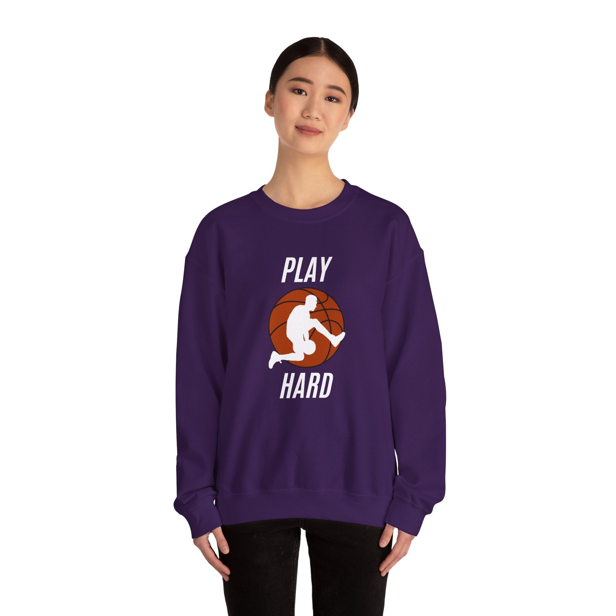 Play Hard Basketball Crewneck Sweatshirt, Unisex Sportswear, Active Lifestyle Sweatshirt, Perfect for Athletes and Coaches