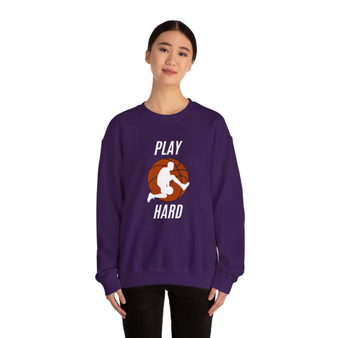 Play Hard Basketball Crewneck Sweatshirt, Unisex Sportswear, Active Lifestyle Sweatshirt, Perfect for Athletes and Coaches