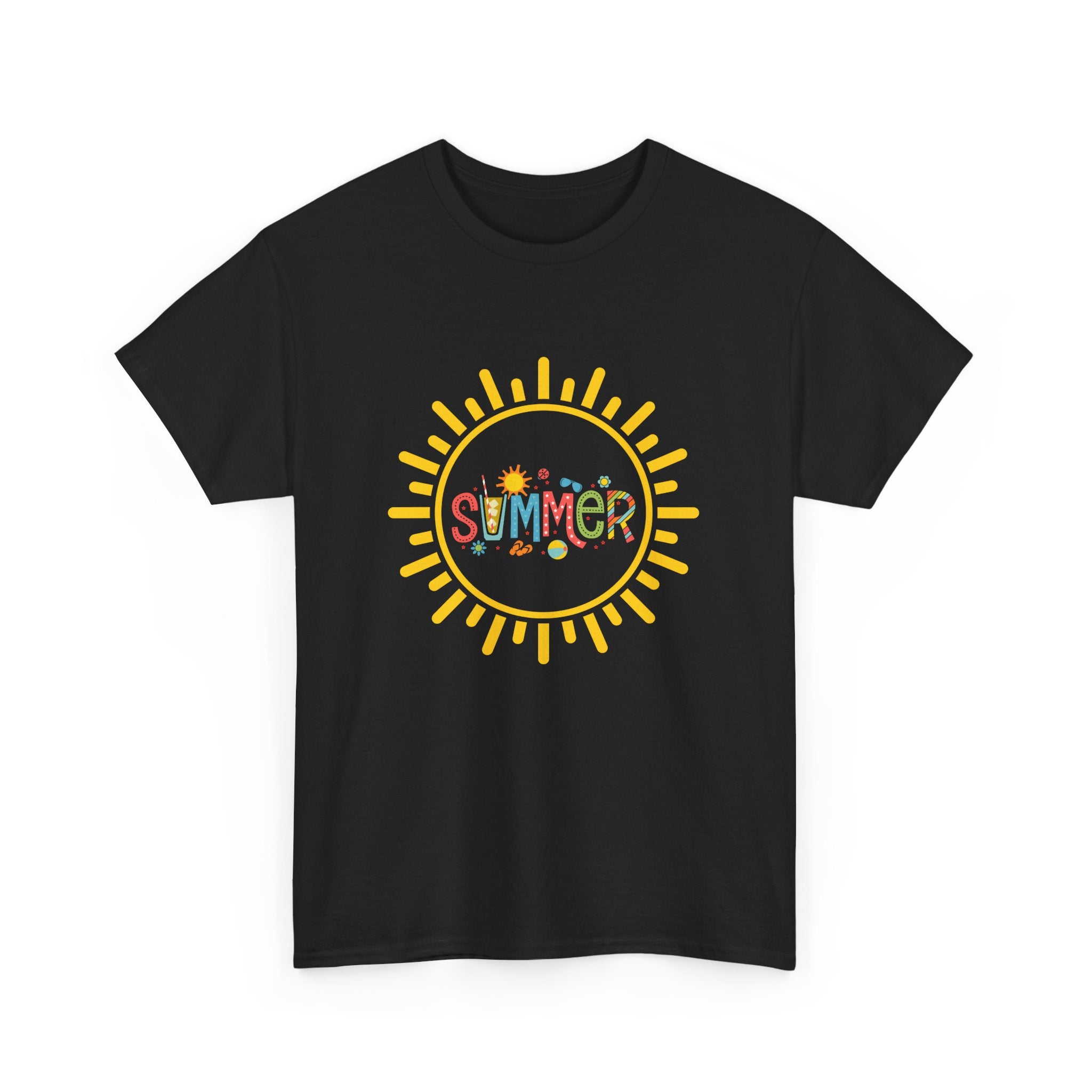 Summer Vibes Unisex Heavy Cotton Tee, Casual Summer Shirt, Retro Sunshine Tee
