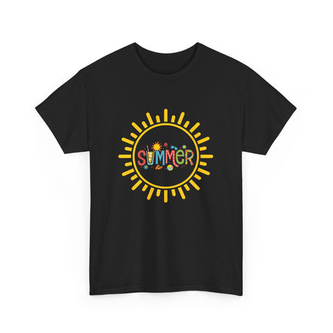 Summer Vibes Unisex Heavy Cotton Tee, Casual Summer Shirt, Retro Sunshine Tee