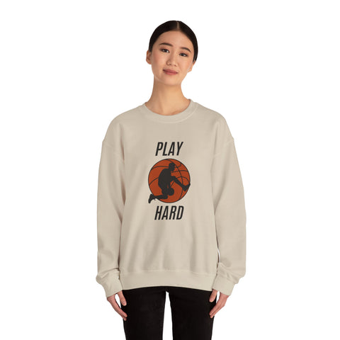 Play Hard Basketball Crewneck Sweatshirt, Unisex Sportswear, Active Lifestyle Sweatshirt, Perfect for Athletes and Coaches
