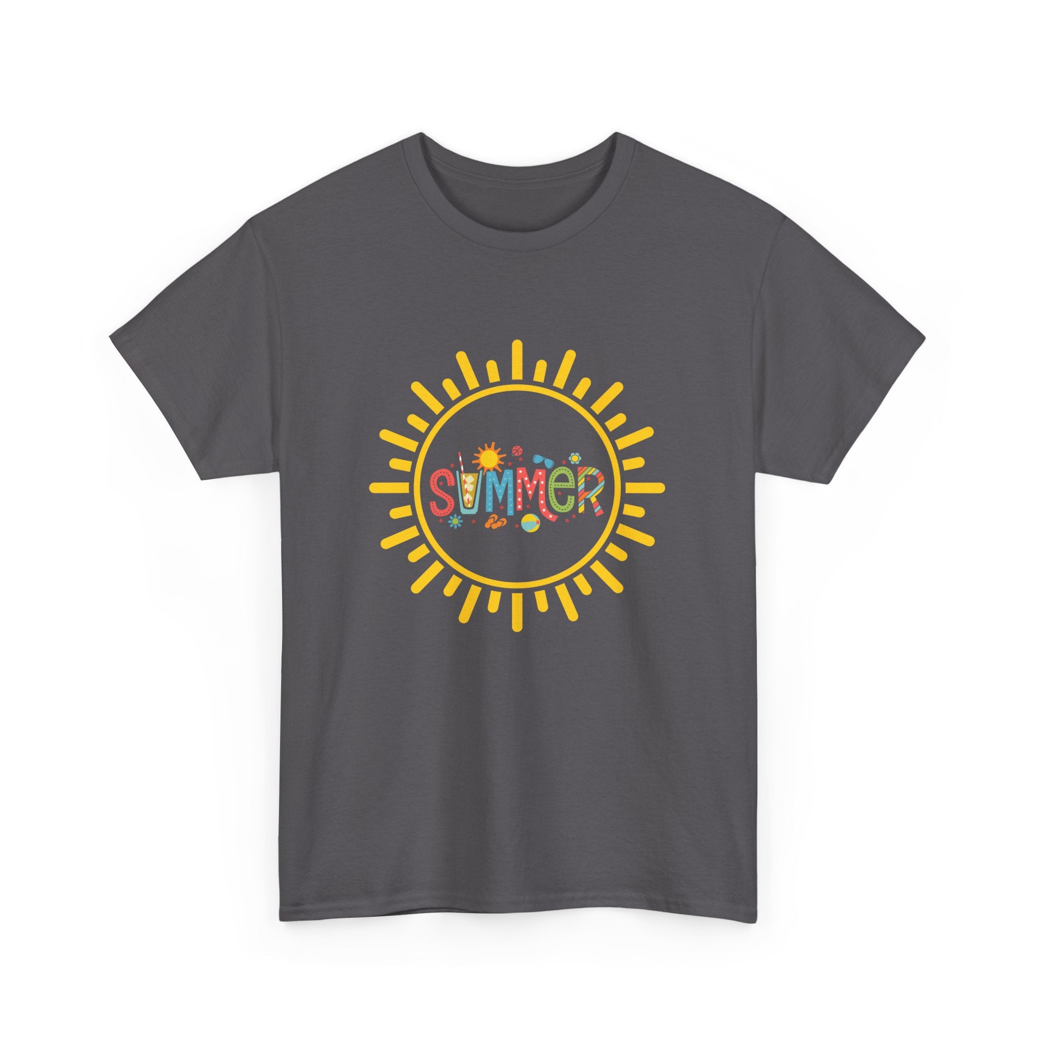 Summer Vibes Unisex Heavy Cotton Tee, Casual Summer Shirt, Retro Sunshine Tee