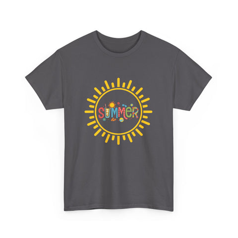 Summer Vibes Unisex Heavy Cotton Tee, Casual Summer Shirt, Retro Sunshine Tee