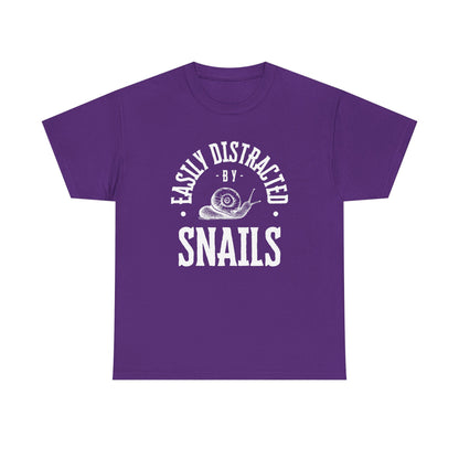 Easily Distracted by Snails Tee, Funny Snail Shirt, Unisex Graphic Tee, Gift for Snail Lovers, Nature Humor Tee, Casual Wear