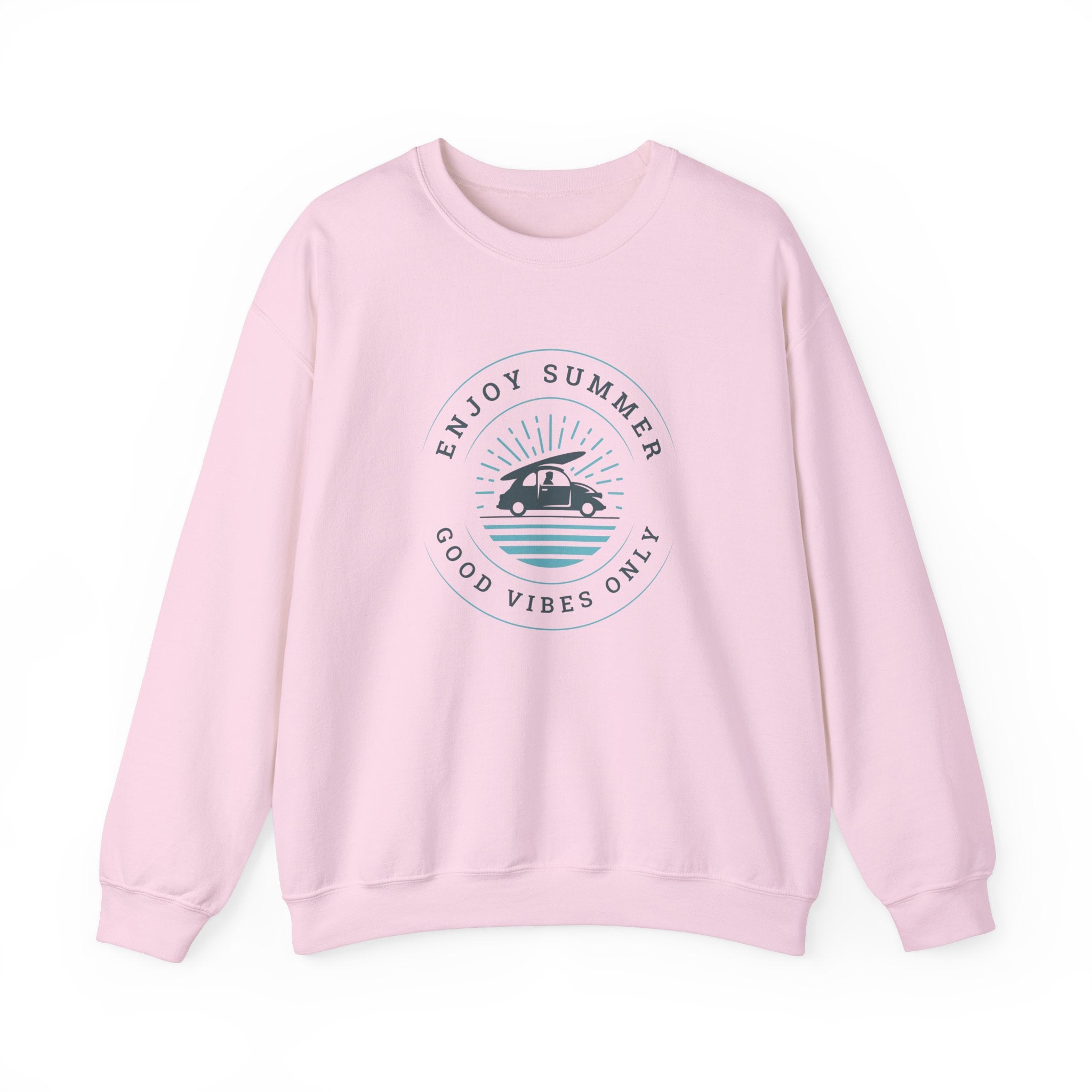 Enjoy Summer Good Vibes Crewneck Sweatshirt, Unisex Summer Apparel, Casual Layering, Beach Day Outfit, Gift for Travel Lovers