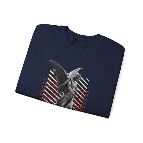 Urban Angel Graphic Sweatshirt, Unisex Crewneck Sweatshirt, Casual Streetwear, Perfect for Gift, Cozy Layering