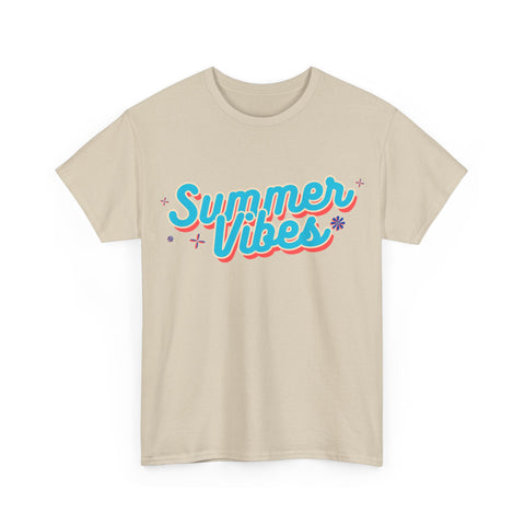 Summer Vibes Unisex Heavy Cotton Tee, Casual Summer Shirt, Beachwear, Gift for Friends, Vacation Essential, Fun Tee
