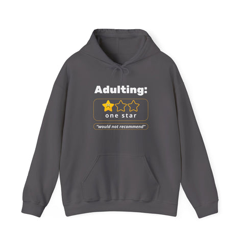 Funny Adulting Sweatshirt: Dark Humor Hoodie for Graduates, Gift for Birthdays, Minimalist Style, Review Themed Apparel