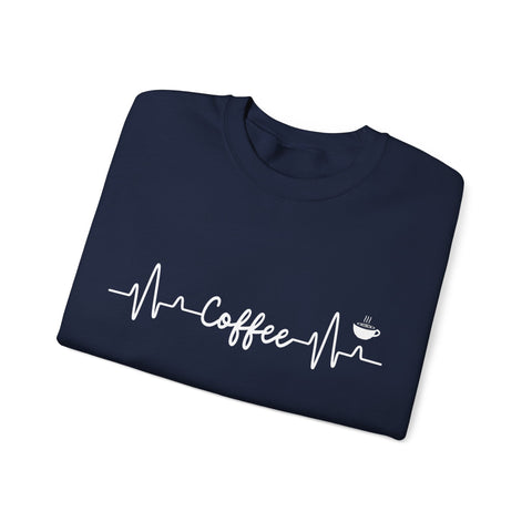Coffee Heartbeat Crewneck Sweatshirt, Cozy Gift for Coffee Lovers, Unisex Pullover, Casual Wear, Perfect for Gifting
