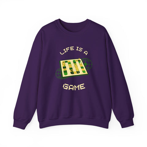 Game Board Life Is a Game Crewneck Sweatshirt, Casual Fun Gaming Sweatshirt