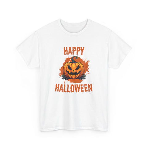 Halloween Unisex Heavy Cotton Tee, Spooky Pumpkin Graphic, Fall Festival Shirt, Halloween Party Top, Casual Autumn Apparel
