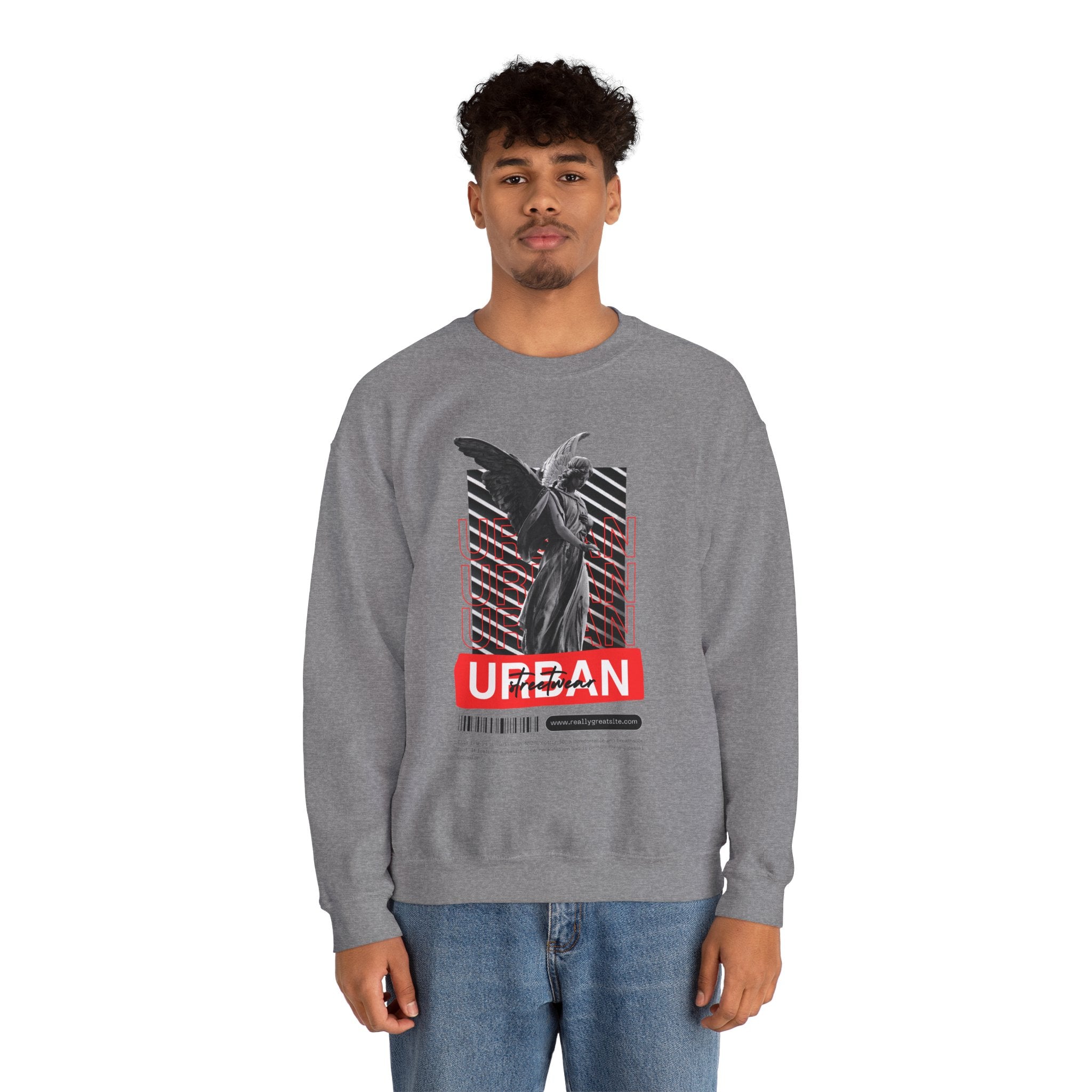 Urban Angel Graphic Sweatshirt, Unisex Crewneck Sweatshirt, Casual Streetwear, Perfect for Gift, Cozy Layering