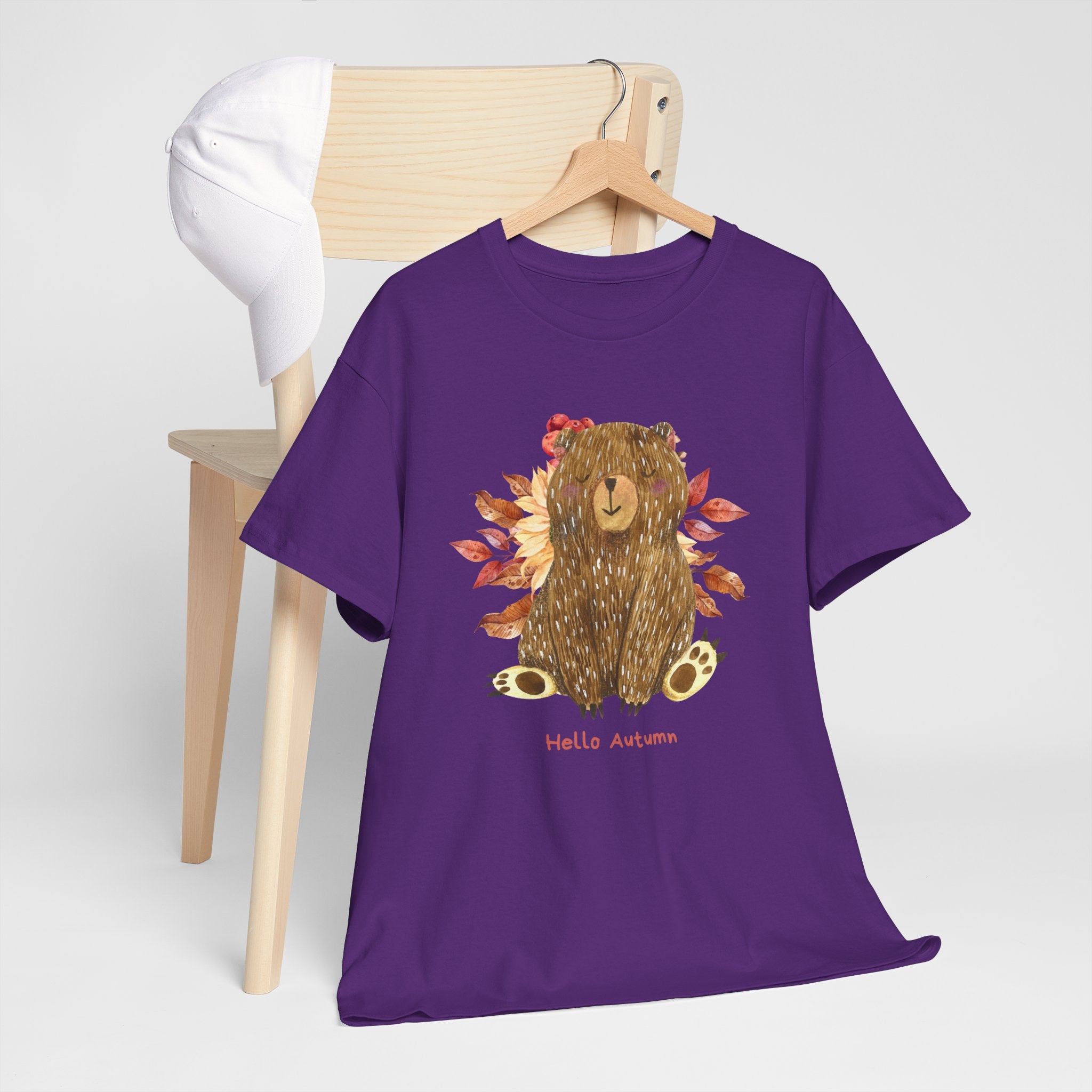 Cozy Autumn Bear Tee, Perfect for Fall Celebrations, Casual Wear, Unisex Cotton T-Shirt, Cute Autumn Apparel