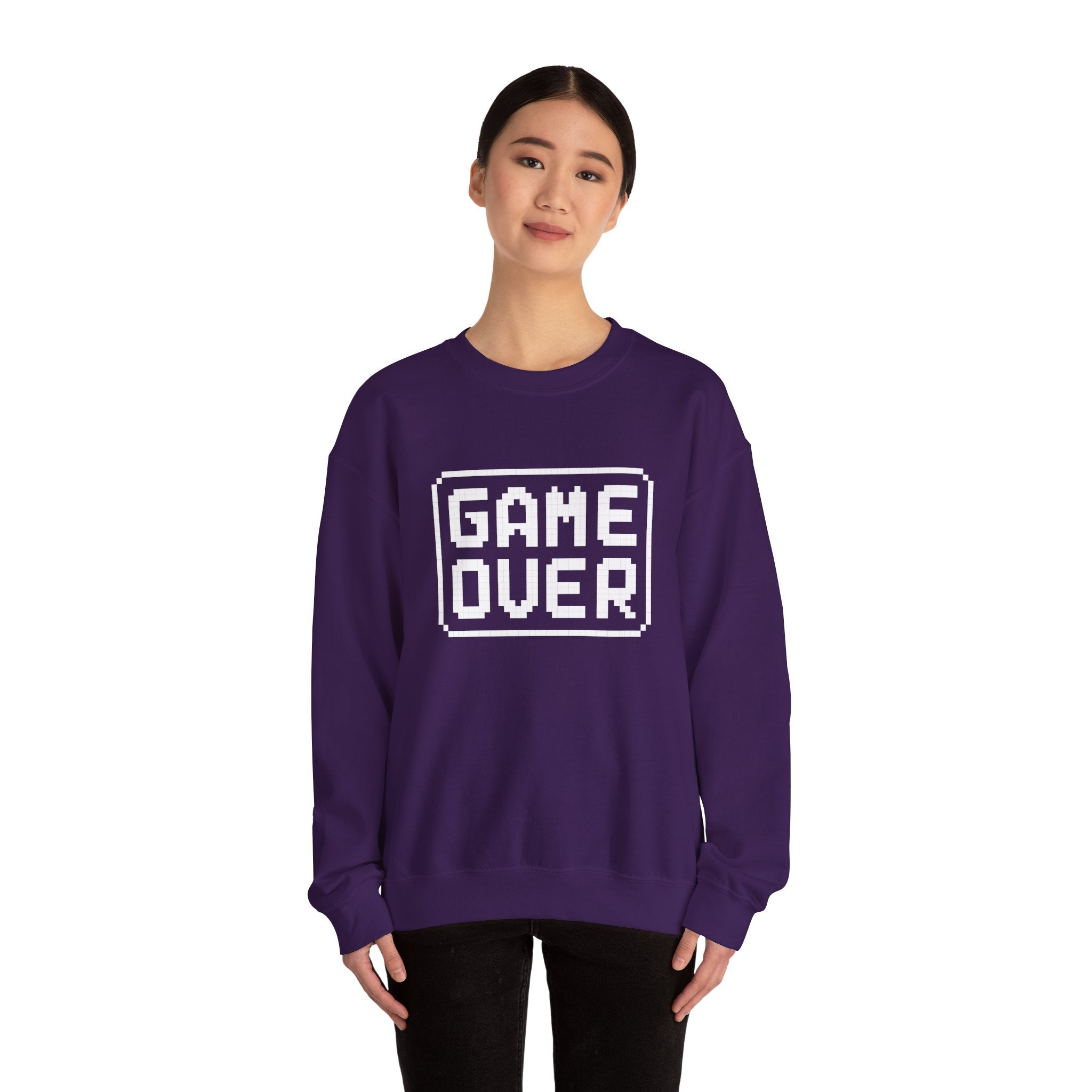 Pixel Art Game Over Sweatshirt, Retro Gaming Sweater, Cozy Unisex Pullover, Perfect Gift for Gamers, Versatile Casual Wear