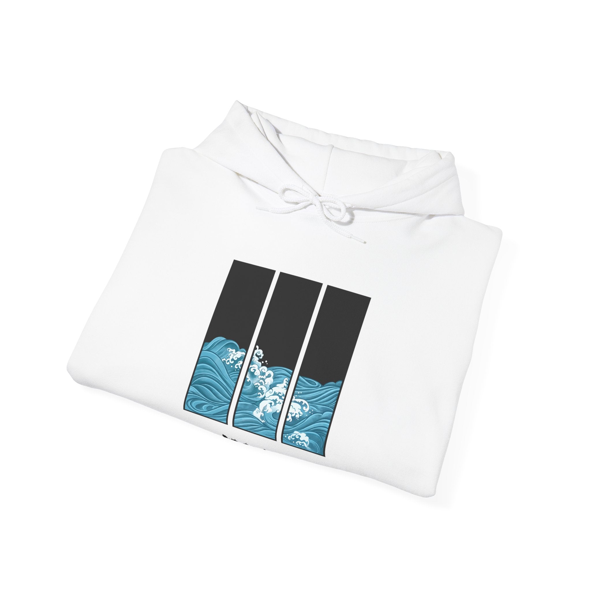 Japanese Inspired Ocean Waves Graphic Hoodie - Relaxed Vibe, Perfect for Beach Lovers, Unisex Gift for Sea Enthusiasts, Casual Summer Outfit