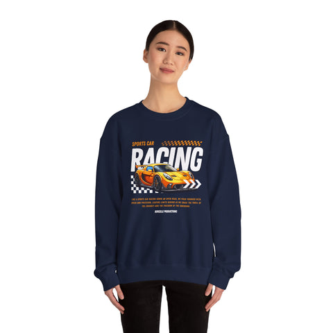 Sporty Racing Sweatshirt for Car Enthusiasts, Unisex Crewneck Pullover, Perfect for Racing Events, Casual Wear
