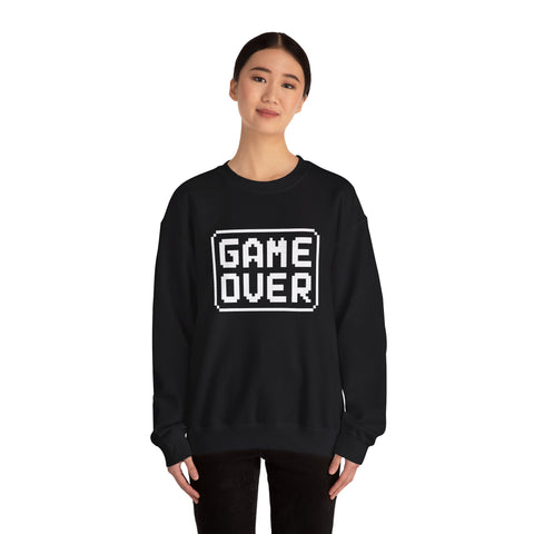 Pixel Art Game Over Sweatshirt, Retro Gaming Sweater, Cozy Unisex Pullover, Perfect Gift for Gamers, Versatile Casual Wear