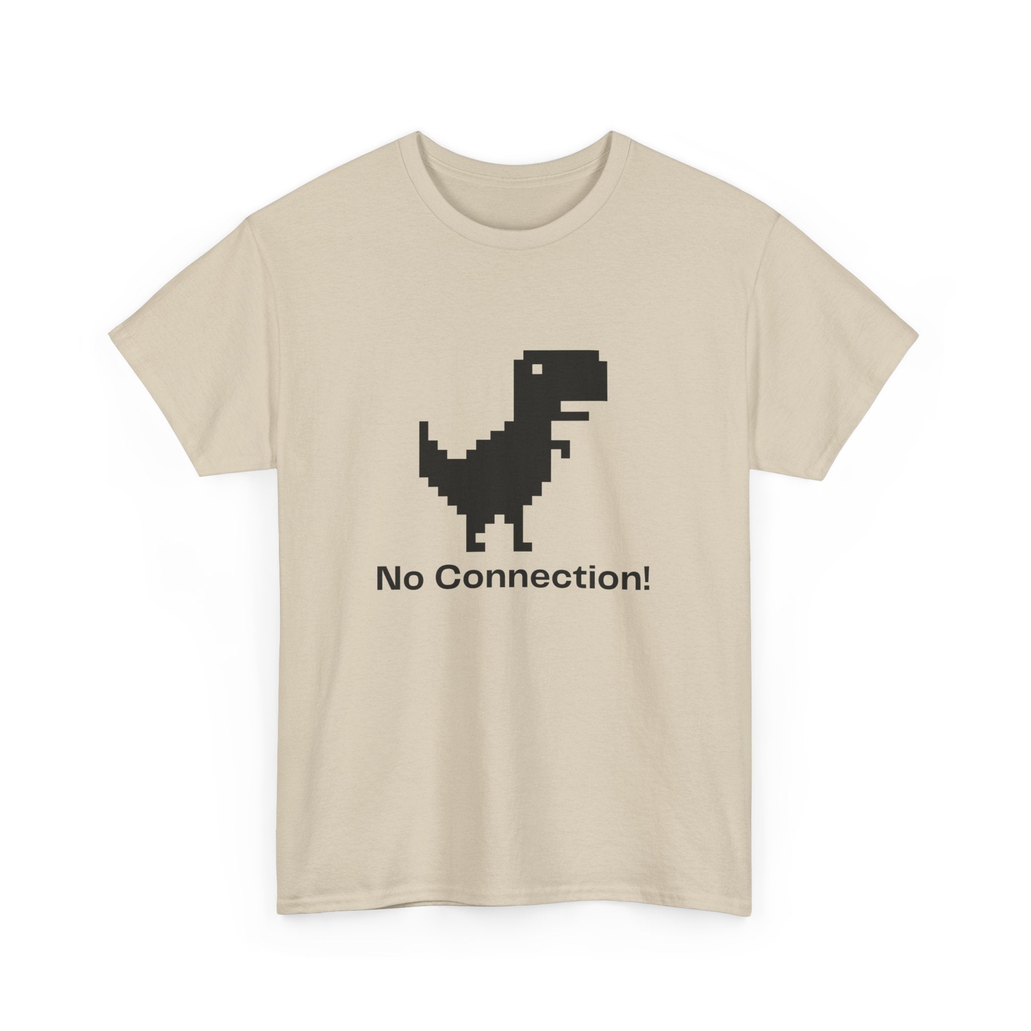 Funny Dinosaur Tee, No Connection! T-Shirt, Unisex Heavy Cotton Tee, Gift for Gamers, Quirky Casual Wear, Internet Humor Shirt