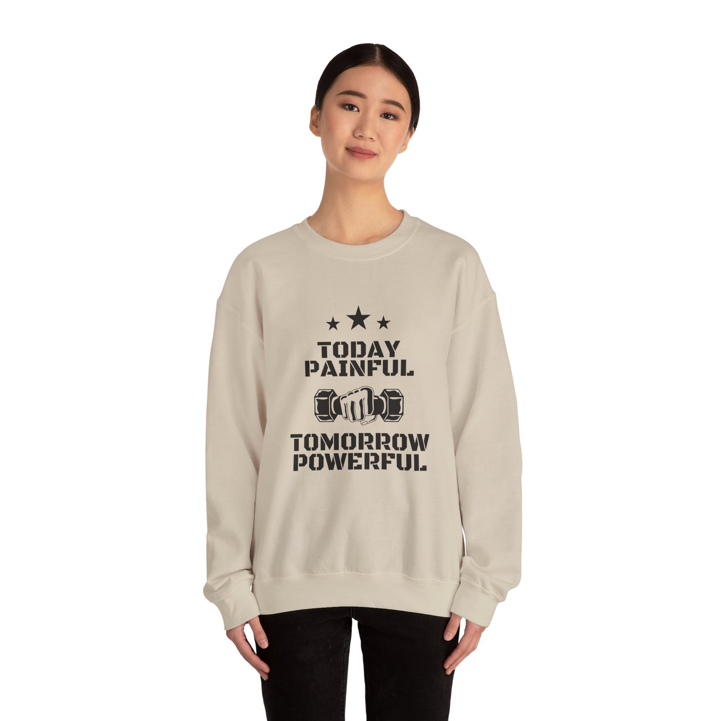 Motivational Gym Sweatshirt - Today Painful Tomorrow Powerful, Fitness Gift, Workout Apparel, Unisex Crewneck