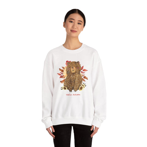 Cozy Bear Sweatshirt for Autumn, Unisex Crewneck with Fall Vibes, Ideal for Thanksgiving, Casual Wear