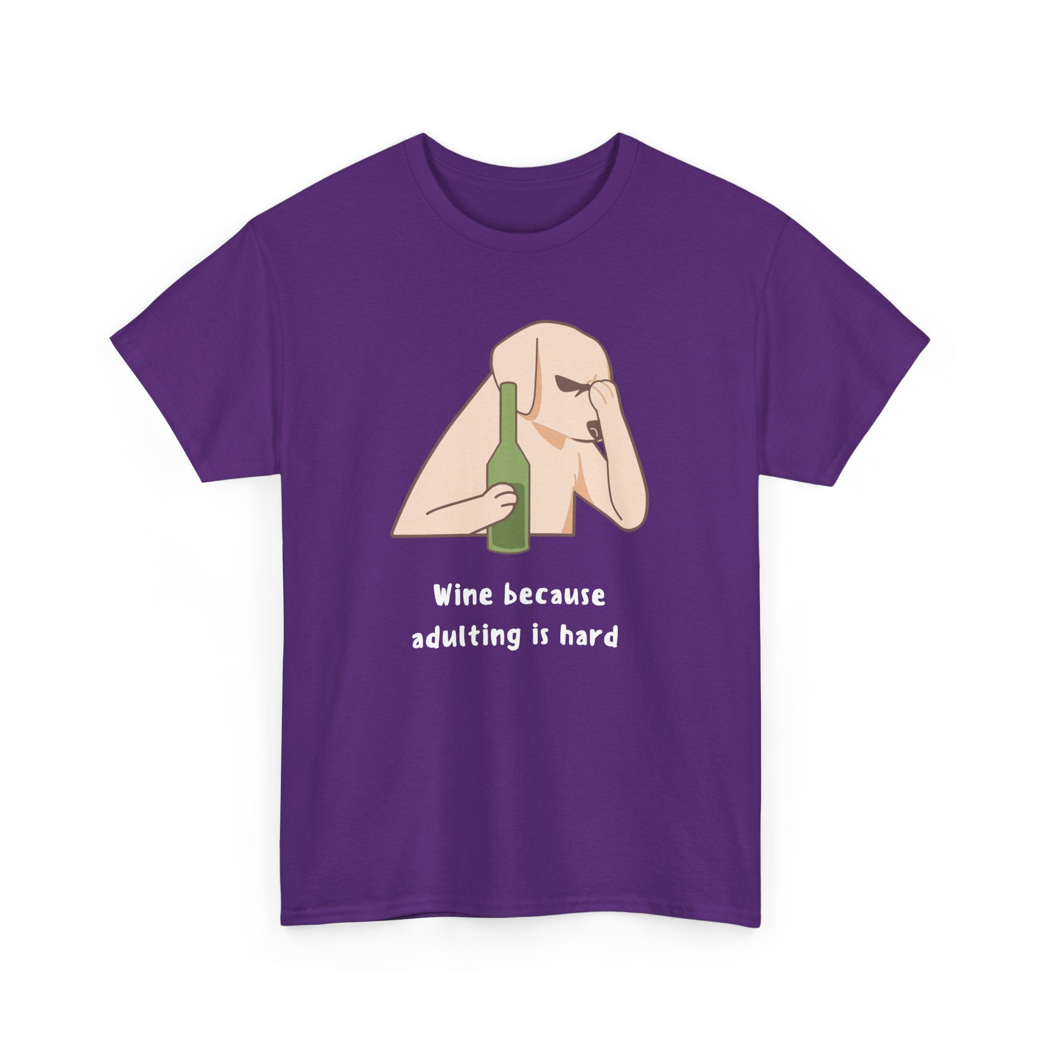 Funny Adulting Graphic Tee, Wine Lover Shirt, Humor Gift for Friends, Birthday, Relaxed Fit Unisex Cotton Top, Casual Wear