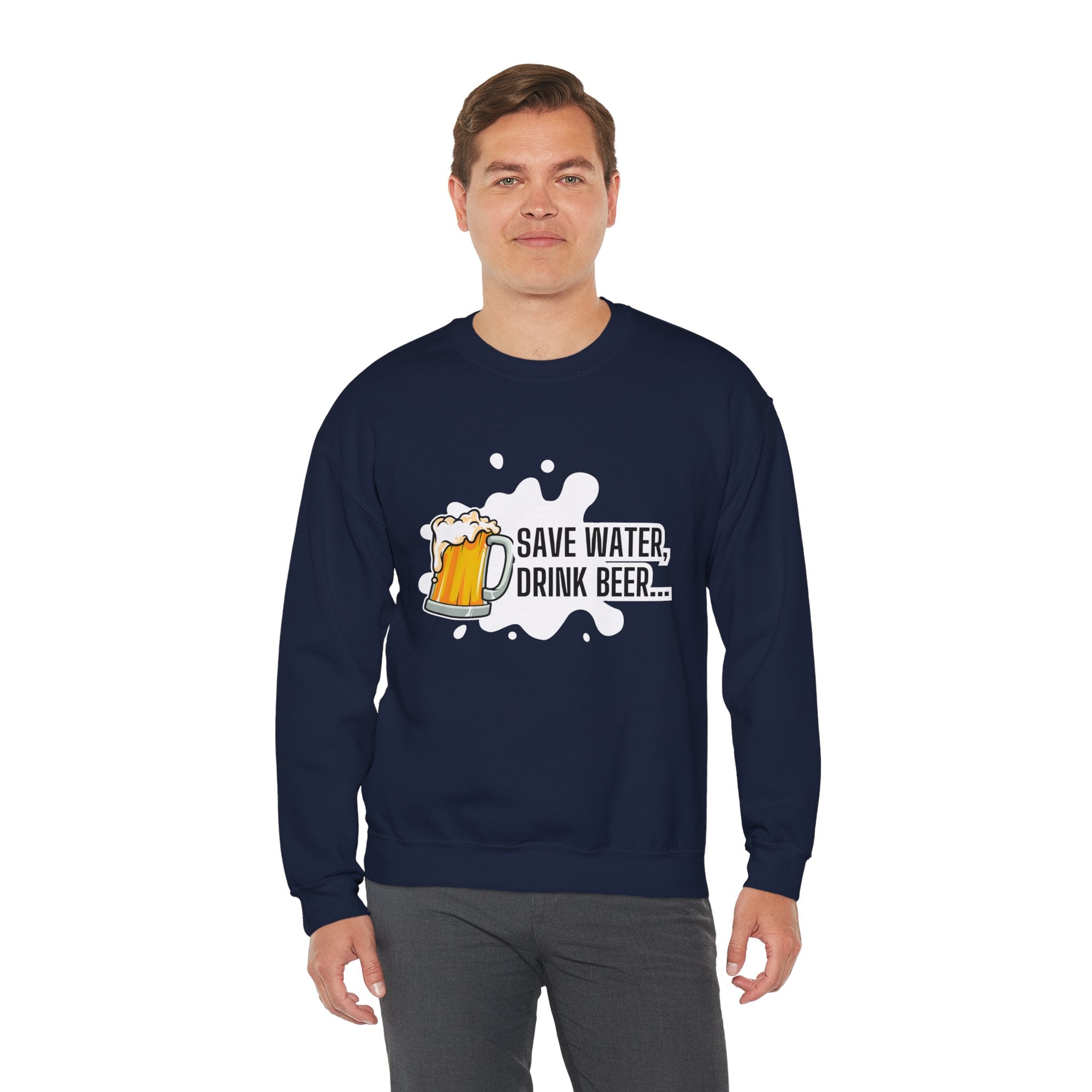 Humorous Beer Lover Sweatshirt, Save Water Drink Beer Crewneck, Gift for Beer Enthusiasts, Men's & Women's Apparel, Funny Drinking Top