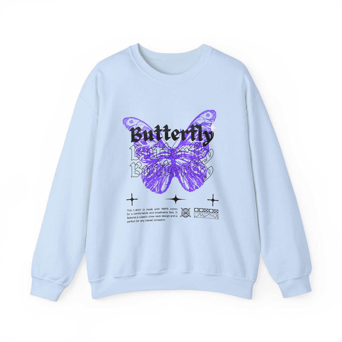 Butterfly Graphic Crewneck Sweatshirt, Unisex Sweatshirt, Cozy,Streetwear Fashion, Spring Wardrobe Essential, Butterfly Lover's Gift