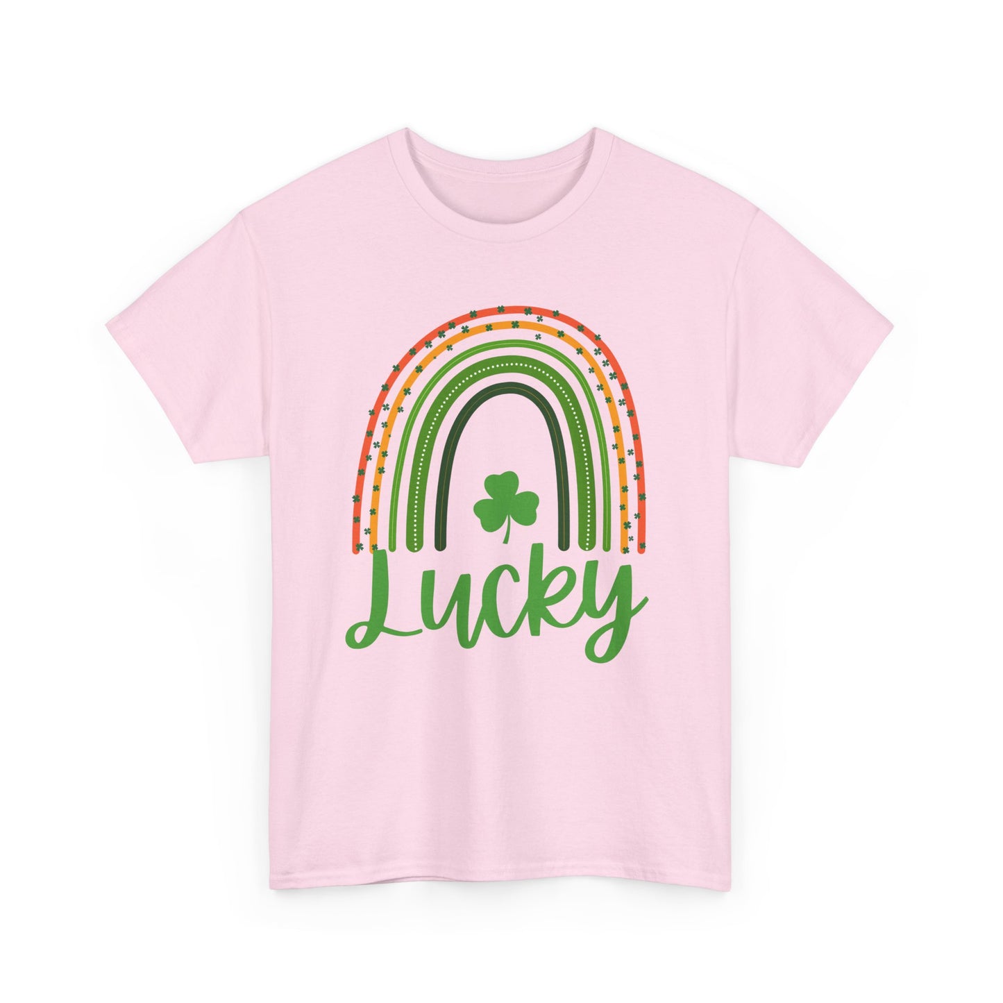 Lucky Rainbow Unisex Heavy Cotton Tee, St Patrick's Day Shirt, Gift for Friends, Everyday Tee, Casual Wear, Feel Good Fashion