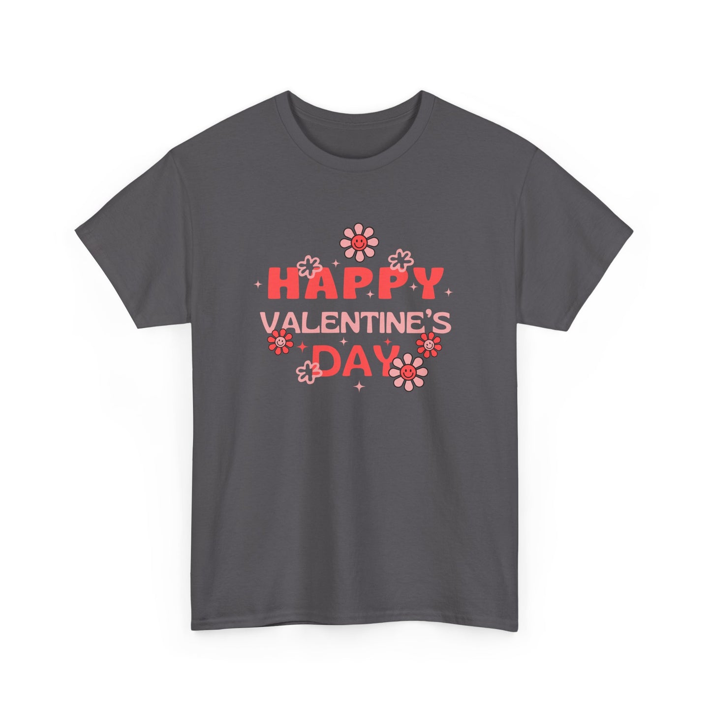 Happy Valentine's Day Unisex Heavy Cotton Tee, Romantic Gift, Casual Wear, Love T-Shirt, Seasonal Fashion, Self-Love Apparel