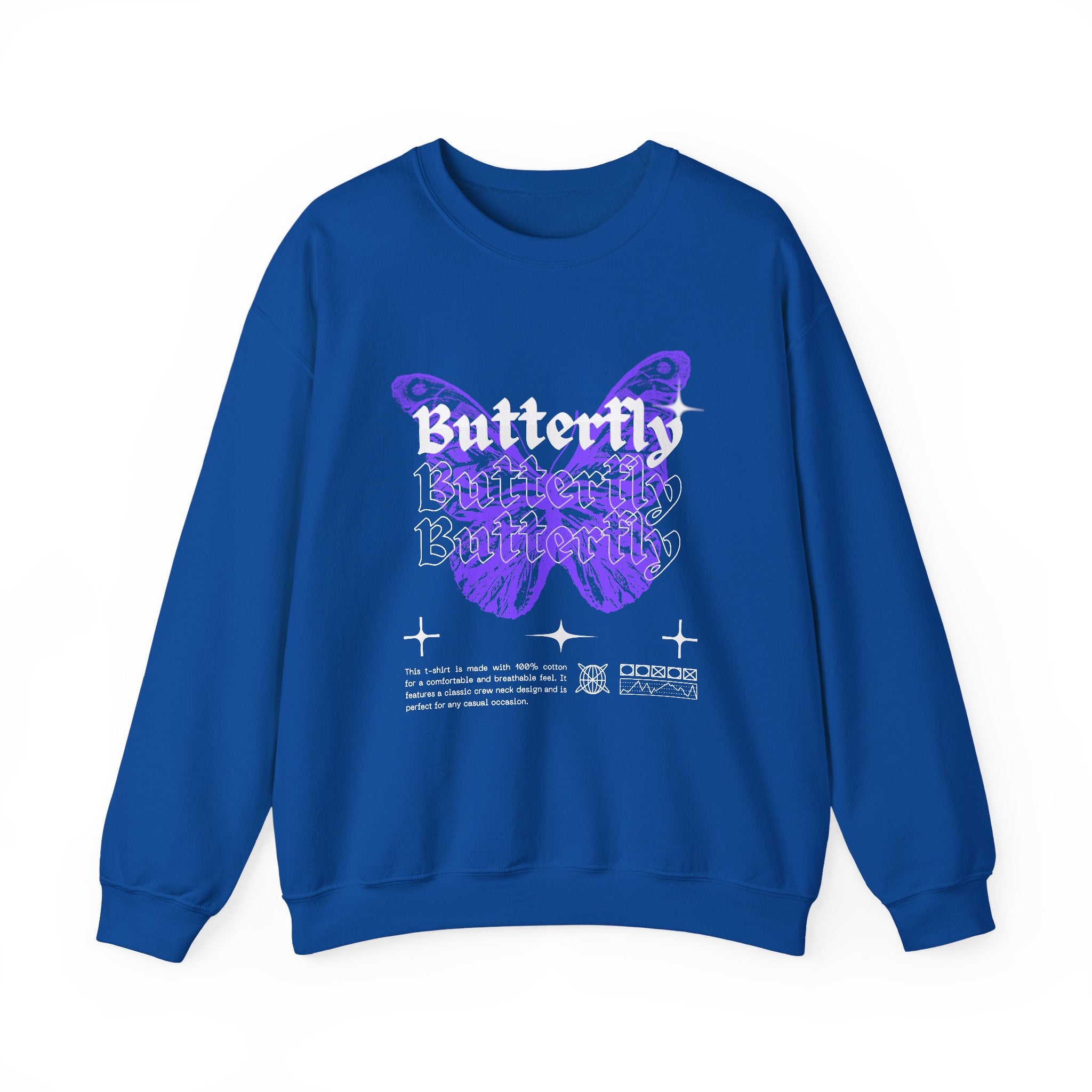 Butterfly Graphic Crewneck Sweatshirt, Unisex Sweatshirt, Cozy,Streetwear Fashion, Spring Wardrobe Essential, Butterfly Lover's Gift