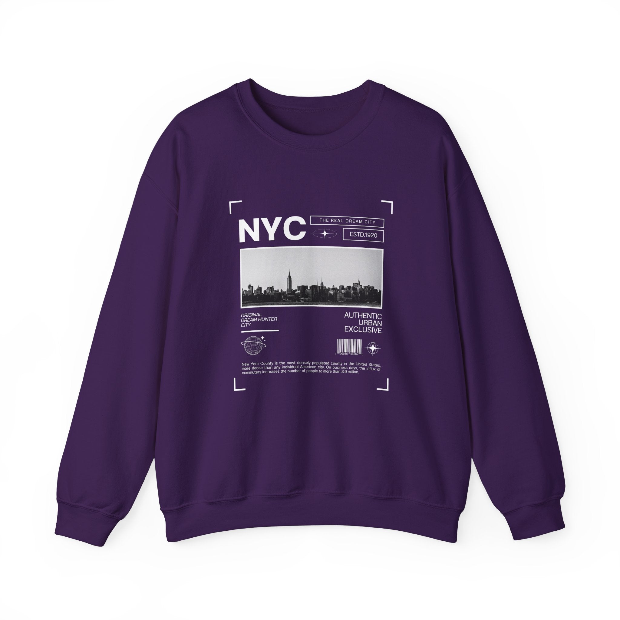 NYC Graphic Crewneck Sweatshirt - Urban Streetwear Pullover, Gift for Travelers, Unisex Sweatshirt