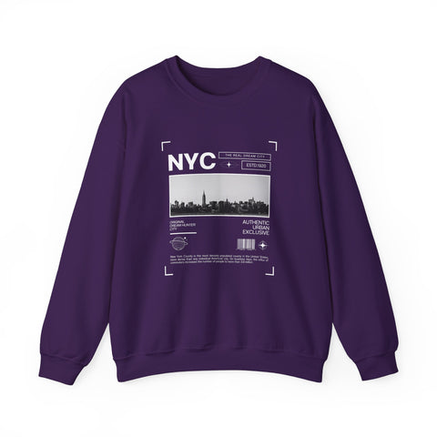 NYC Graphic Crewneck Sweatshirt - Urban Streetwear Pullover, Gift for Travelers, Unisex Sweatshirt