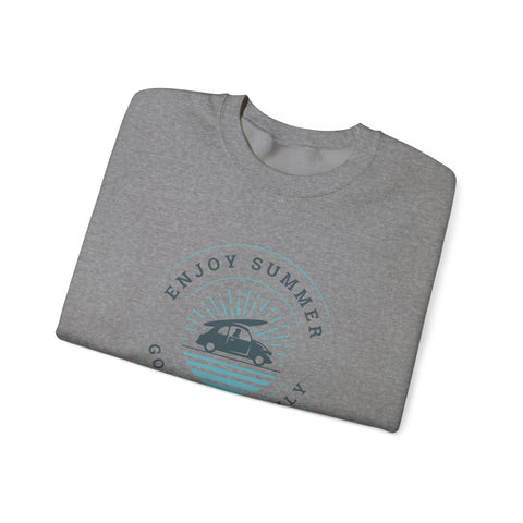 Enjoy Summer Good Vibes Crewneck Sweatshirt, Unisex Summer Apparel, Casual Layering, Beach Day Outfit, Gift for Travel Lovers
