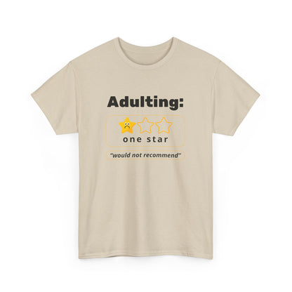 Funny Unisex Heavy Cotton Tee - 'Adulting: One Star' Graphic Tee