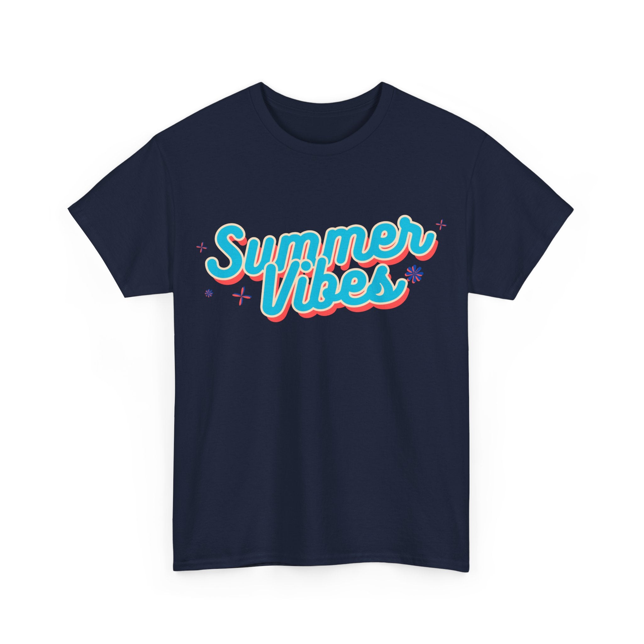 Summer Vibes Unisex Heavy Cotton Tee, Casual Summer Shirt, Beachwear, Gift for Friends, Vacation Essential, Fun Tee
