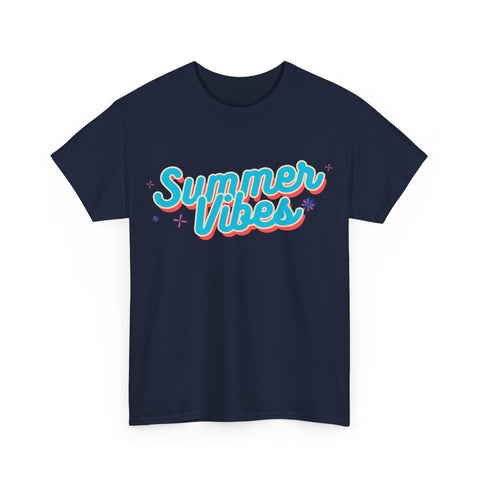 Summer Vibes Unisex Heavy Cotton Tee, Casual Summer Shirt, Beachwear, Gift for Friends, Vacation Essential, Fun Tee