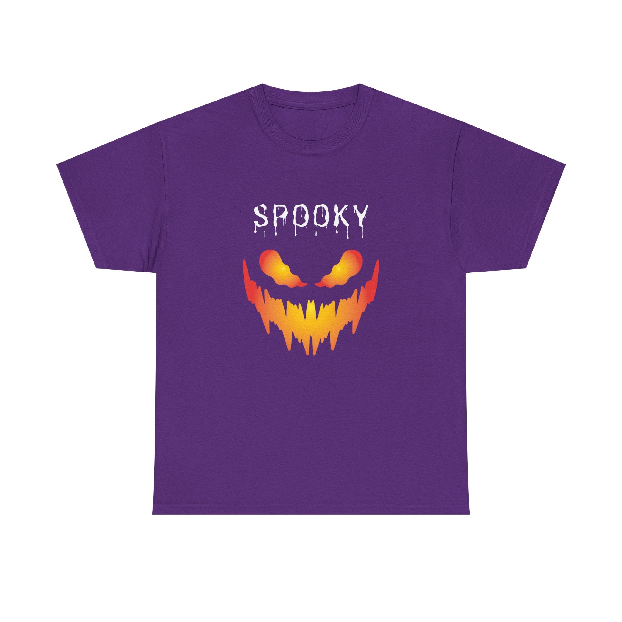 Spooky Halloween Tees, Unisex Heavy Cotton Tee for Fall, Ghostly Graphics Shirt, Halloween Apparel