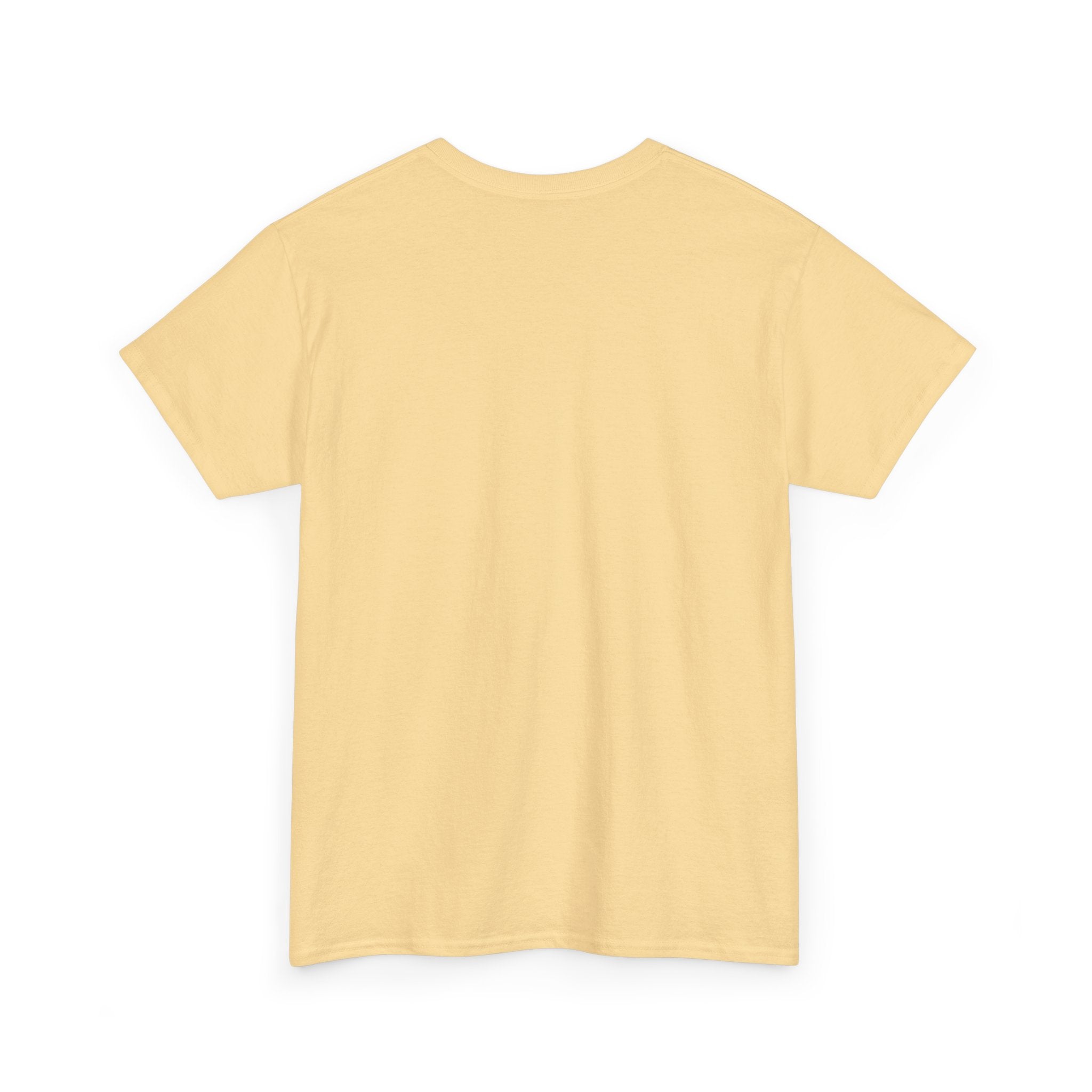 Back view of a light yellow short-sleeve t-shirt.