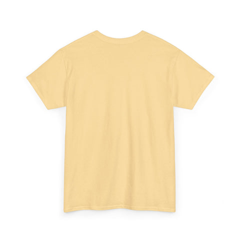 Back view of a light yellow short-sleeve t-shirt.