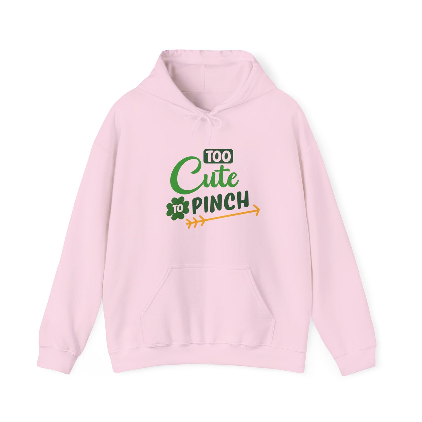 Too Cute to Pinch Hoodie Sweatshirt, Unisex St Patrick's Day Gift, Funny Teen's Pullover, Green Shamrock Jumper, Gift for Her