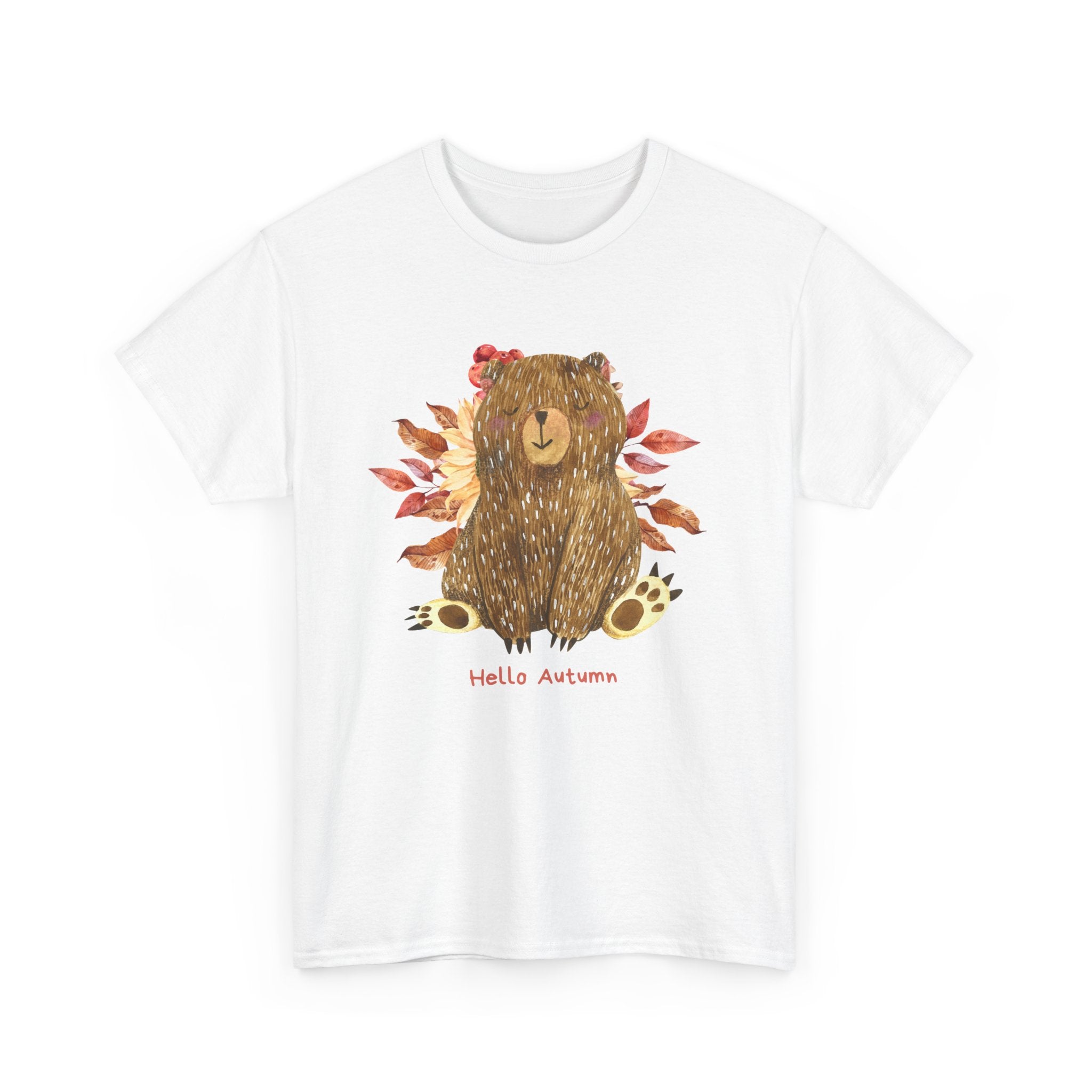 Cozy Autumn Bear Tee, Perfect for Fall Celebrations, Casual Wear, Unisex Cotton T-Shirt, Cute Autumn Apparel